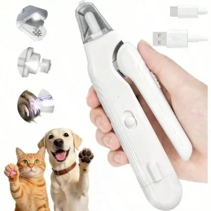2-In-1 Dog Nail Clippers With Lights - Electric Pet Nail Grinder Quiet,