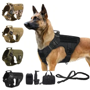 Tactical Dog Harness Collar Leash Moller Pouches For Medium Large Dogs