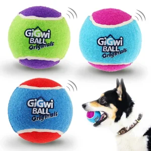 OUZEY 4Pcs/Set Pets Dog Squeaky Tennis Ball Toys for Small Medium Dogs