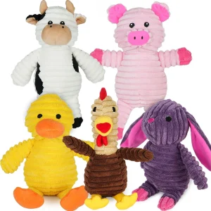5 Pack  Plush Squeaky Toys, for Small Medium Large Dogs